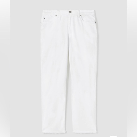 Eileen Fisher White Organic Cotton Jean Ankle Length Frayed Hem 3X Plus Vacation - Picture 7 of 16